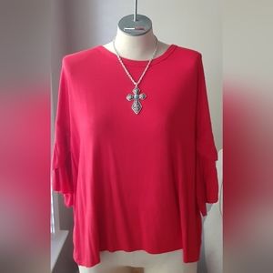 EUC Lavender field ruffle sleeve size medium red top